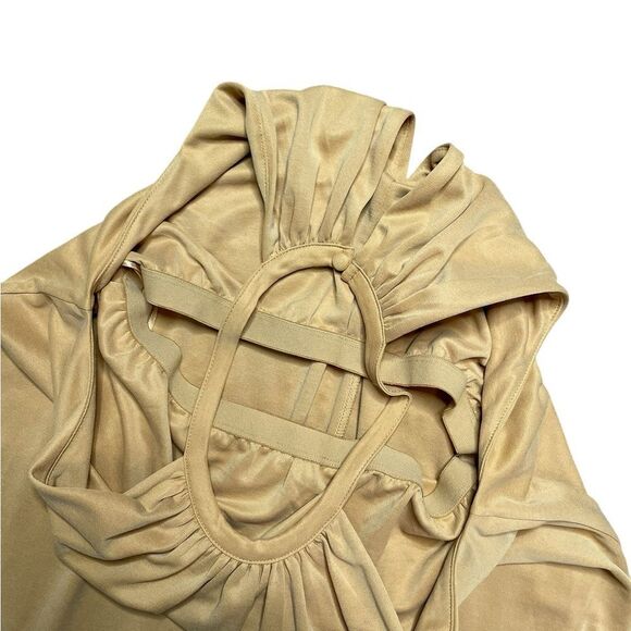 SIGRID OLSEN Pleated Halter Neck Shift Dress Yellow Size Medium - Picture 6 of 8